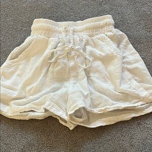 High Waist White Drawstring Shorts